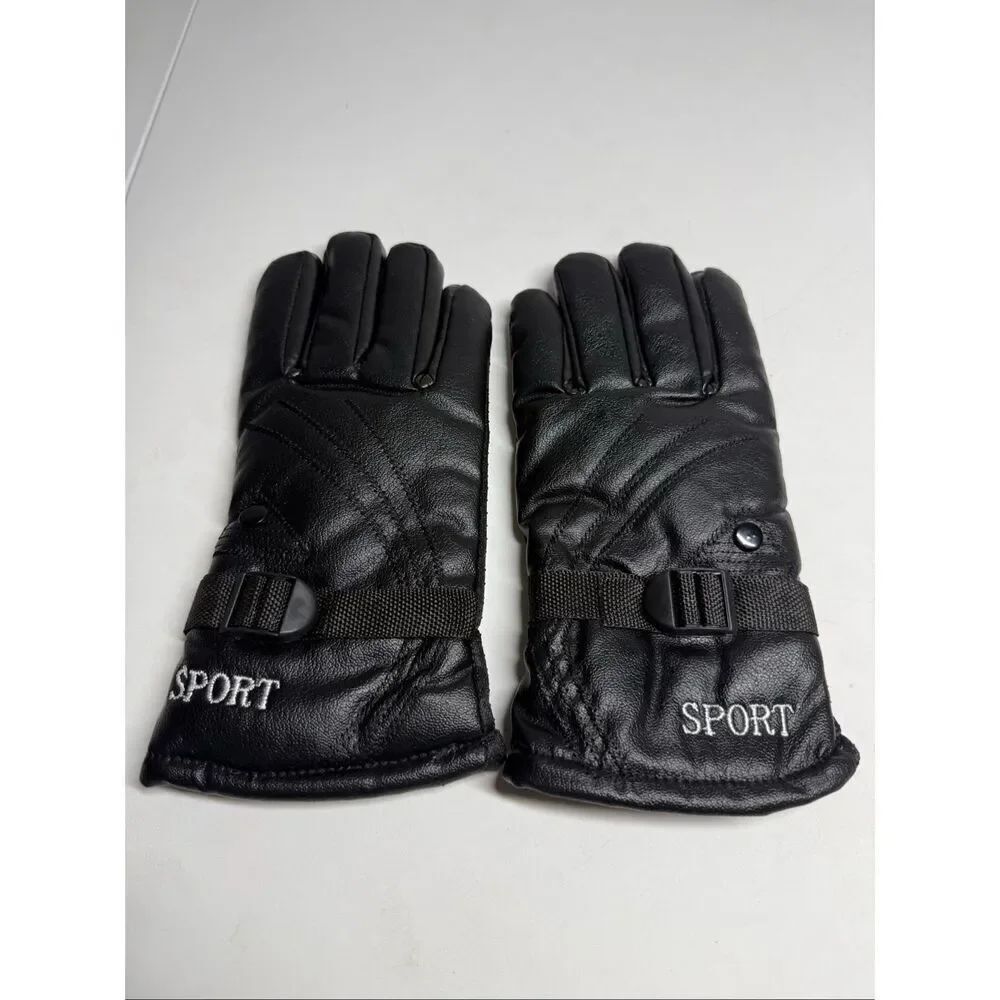 Sport Women’s Thinsulate Faux Leather Gloves Black New Size L